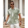 COOFANDY Men’s Polo Shirt Golf Quick Dry Performance Short Sleeve Moisture Wicking Athletic Polo Collared Tennis T-Shirt(Green Palm Leaves)