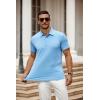 COOFANDY Men’s Polo Shirt Golf Quick Dry Performance Short Sleeve Moisture Wicking Athletic Polo Collared Tennis T-Shirt(Light Blue)