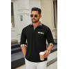 COOFANDY Men’s Polo Shirt Long Sleeve Casual Button Polo Tee Plaid Collared Golg Shirt with Pocket(A-black)