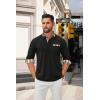 COOFANDY Men’s Polo Shirt Long Sleeve Casual Button Polo Tee Plaid Collared Golg Shirt with Pocket(A-black)