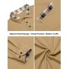 COOFANDY Men’s Polo Shirt Long Sleeve Casual Button Polo Tee Plaid Collared Golg Shirt with Pocket(Camel)