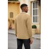 COOFANDY Men’s Polo Shirt Long Sleeve Casual Button Polo Tee Plaid Collared Golg Shirt with Pocket(Camel)
