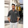 COOFANDY Men’s Polo Shirt Long Sleeve Casual Button Polo Tee Plaid Collared Golg Shirt with Pocket(Charcoal Grey)
