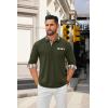 COOFANDY Men’s Polo Shirt Long Sleeve Casual Button Polo Tee Plaid Collared Golg Shirt with Pocket(Deep Army Green)