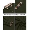 COOFANDY Men’s Polo Shirt Long Sleeve Casual Button Polo Tee Plaid Collared Golg Shirt with Pocket(Deep Army Green)
