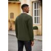 COOFANDY Men’s Polo Shirt Long Sleeve Casual Button Polo Tee Plaid Collared Golg Shirt with Pocket(Deep Army Green)