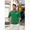 COOFANDY Men’s Polo Shirt Long Sleeve Casual Button Polo Tee Plaid Collared Golg Shirt with Pocket(Green)