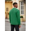 COOFANDY Men’s Polo Shirt Long Sleeve Casual Button Polo Tee Plaid Collared Golg Shirt with Pocket(Green)