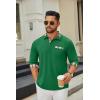 COOFANDY Men’s Polo Shirt Long Sleeve Casual Button Polo Tee Plaid Collared Golg Shirt with Pocket(Green)