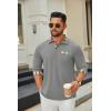 COOFANDY Men’s Polo Shirt Long Sleeve Casual Button Polo Tee Plaid Collared Golg Shirt with Pocket(Grey)