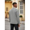 COOFANDY Men’s Polo Shirt Long Sleeve Casual Button Polo Tee Plaid Collared Golg Shirt with Pocket(Grey)