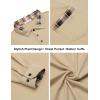 COOFANDY Men’s Polo Shirt Long Sleeve Casual Button Polo Tee Plaid Collared Golg Shirt with Pocket(Khaki)