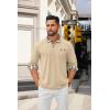 COOFANDY Men’s Polo Shirt Long Sleeve Casual Button Polo Tee Plaid Collared Golg Shirt with Pocket(Khaki)