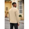 COOFANDY Men’s Polo Shirt Long Sleeve Casual Button Polo Tee Plaid Collared Golg Shirt with Pocket(Khaki)