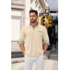 COOFANDY Men’s Polo Shirt Long Sleeve Casual Button Polo Tee Plaid Collared Golg Shirt with Pocket(Light Khaki)