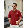 COOFANDY Men’s Polo Shirt Long Sleeve Casual Button Polo Tee Plaid Collared Golg Shirt with Pocket(Red)