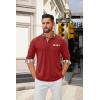 COOFANDY Men’s Polo Shirt Long Sleeve Casual Button Polo Tee Plaid Collared Golg Shirt with Pocket(Red)