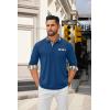 COOFANDY Men’s Polo Shirt Long Sleeve Casual Button Polo Tee Plaid Collared Golg Shirt with Pocket(Royal Blue)