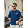 COOFANDY Men’s Polo Shirt Long Sleeve Casual Button Polo Tee Plaid Collared Golg Shirt with Pocket(Royal Blue)