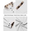 COOFANDY Men’s Polo Shirt Long Sleeve Casual Button Polo Tee Plaid Collared Golg Shirt with Pocket(White)