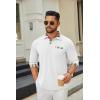 COOFANDY Men’s Polo Shirt Long Sleeve Casual Button Polo Tee Plaid Collared Golg Shirt with Pocket(White)