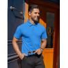 COOFANDY Men’s Polo Shirts Short Sleeve Moisture Wicking Golf Shirt Fashion Casual Collared T-Shirt(Blue)