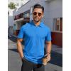 COOFANDY Men’s Polo Shirts Short Sleeve Moisture Wicking Golf Shirt Fashion Casual Collared T-Shirt(Blue)