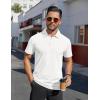 COOFANDY Men’s Polo Shirts Short Sleeve Moisture Wicking Golf Shirt Fashion Casual Collared T-Shirt(White)