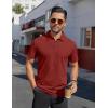 COOFANDY Men’s Polo Shirts Short Sleeve Moisture Wicking Golf Shirt Fashion Casual Collared T-Shirt(Wine Red)