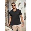 COOFANDY Men’s Polo Shirts Short Sleeve Pique Jersey Golf Shirt Casual Summer Collared T-Shirts(A-black)