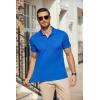 COOFANDY Men’s Polo Shirts Short Sleeve Pique Jersey Golf Shirt Casual Summer Collared T-Shirts(Blue)
