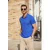 COOFANDY Men’s Polo Shirts Short Sleeve Pique Jersey Golf Shirt Casual Summer Collared T-Shirts(Blue)