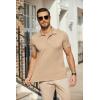 COOFANDY Men’s Polo Shirts Short Sleeve Pique Jersey Golf Shirt Casual Summer Collared T-Shirts(Khaki)