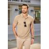 COOFANDY Men’s Polo Shirts Short Sleeve Pique Jersey Golf Shirt Casual Summer Collared T-Shirts(Khaki)