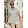 COOFANDY Men’s Polo Shirts Short Sleeve Pique Jersey Golf Shirt Casual Summer Collared T-Shirts(Light Grey)