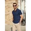 COOFANDY Men’s Polo Shirts Short Sleeve Pique Jersey Golf Shirt Casual Summer Collared T-Shirts(Navy Blue)