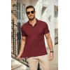COOFANDY Men’s Polo Shirts Short Sleeve Pique Jersey Golf Shirt Casual Summer Collared T-Shirts(Wine Red)