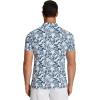 COOFANDY Men’s Polo Shirts Short Sleeve Print Performance Golf Shirts Fashion Casual Beach Collared T-Shirts(White (Grey Blue Leaf))