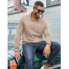 COOFANDY Men’s Quarter Zip Pullover Lightweight Textured T-Shirts Long Sleeve Casual Mock Neck Polo Shirts(Khaki)