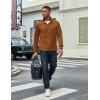 COOFANDY Men’s Quarter Zip Pullover Lightweight Textured T-Shirts Long Sleeve Casual Mock Neck Polo Shirts(Light Brown)