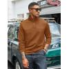 COOFANDY Men’s Quarter Zip Pullover Lightweight Textured T-Shirts Long Sleeve Casual Mock Neck Polo Shirts(Light Brown)