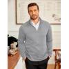 COOFANDY Men’s Quarter Zip Pullover Lightweight Textured T-Shirts Long Sleeve Casual Mock Neck Polo Shirts(Light Grey)