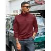 COOFANDY Men’s Quarter Zip Pullover Lightweight Textured T-Shirts Long Sleeve Casual Mock Neck Polo Shirts(Wine Red)