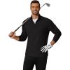 COOFANDY Men’s Quarter Zip Pullover Mock Neck Golf Shirts Casual Long Sleeve Shirt(Black)