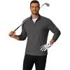 COOFANDY Men’s Quarter Zip Pullover Mock Neck Golf Shirts Casual Long Sleeve Shirt(Grey)