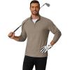 COOFANDY Men’s Quarter Zip Pullover Mock Neck Golf Shirts Casual Long Sleeve Shirt(Khaki)
