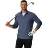 COOFANDY Men’s Quarter Zip Pullover Mock Neck Golf Shirts Casual Long Sleeve Shirt(Midnight Blue)