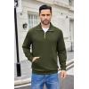COOFANDY Mens Quarter Zip Pullover Mock Neck Sweatshirt Long Sleeve Sweater Polo Half Zip Pullover with Pocket(Army Green)