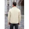 COOFANDY Mens Quarter Zip Pullover Mock Neck Sweatshirt Long Sleeve Sweater Polo Half Zip Pullover with Pocket(Beige)