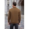 COOFANDY Mens Quarter Zip Pullover Mock Neck Sweatshirt Long Sleeve Sweater Polo Half Zip Pullover with Pocket(Brown)